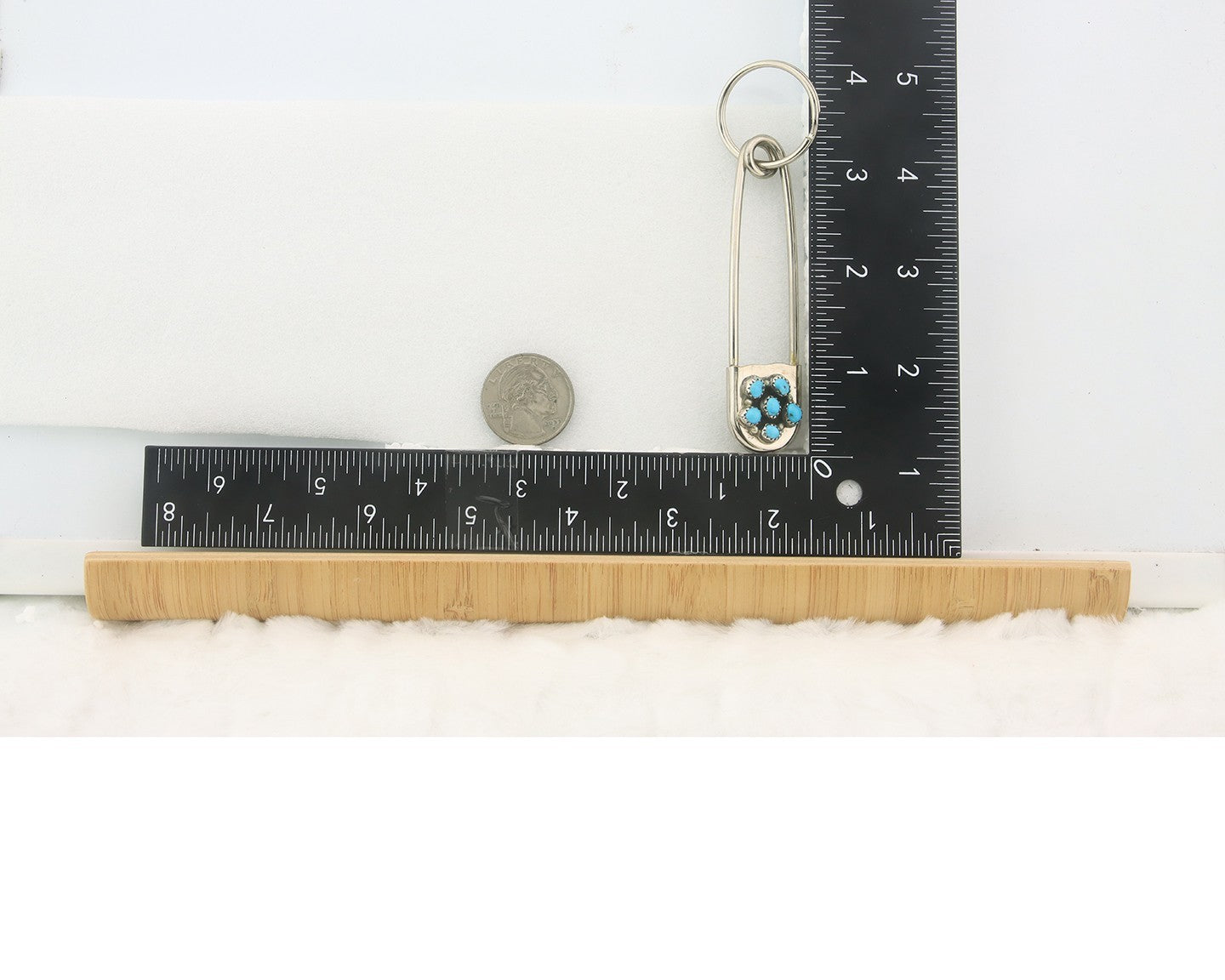 Navajo Key Chain .925 Silver Natural Turquoise Handmade Native American Artist