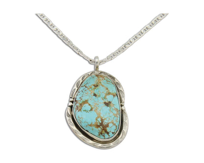 Navajo Necklace 925 Silver Blue Turquoise Artist Signed Fred Guerro C.80's