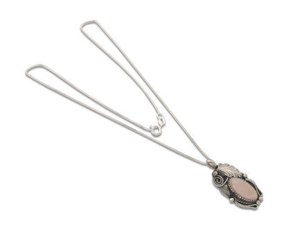 Navajo Sterling Silver Necklace Pink Muscle Authentic Vintage Sign Justin Morris