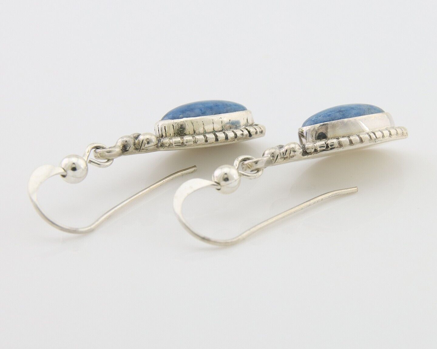 Navajo Dangle Earrings 925 Silver Natural Denim Lapis Signed Melissa Yazzie C80s