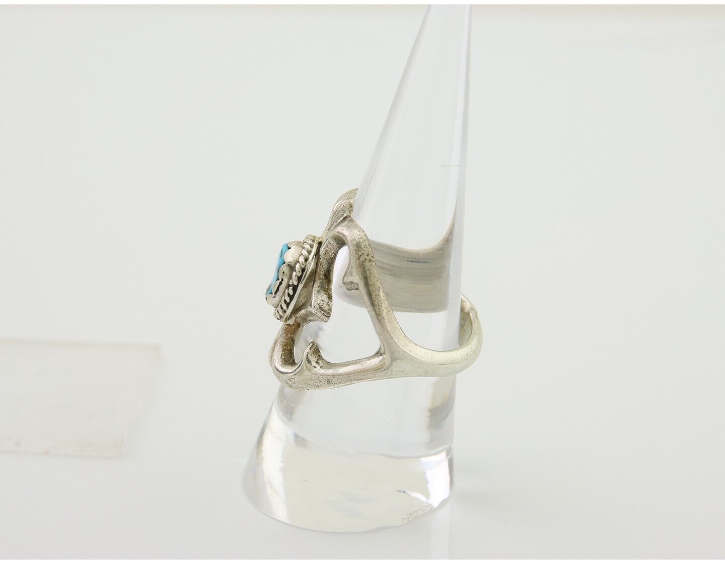 Navajo Sand Cast Ring 925 Silver Sleeping Beauty Turquoise Artist C.80's