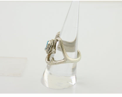 Navajo Sand Cast Ring 925 Silver Sleeping Beauty Turquoise Artist C.80's