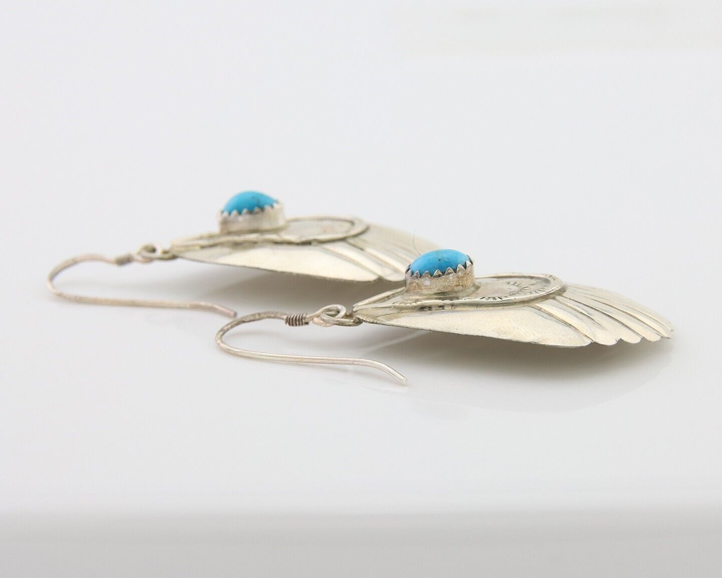 Navajo Earrings 925 Silver Turquoise Artist Signed Dean Brown C.80's