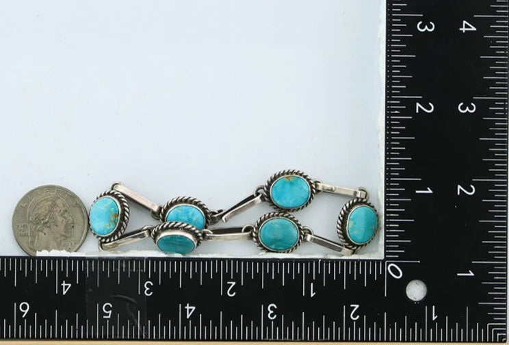 Navajo Cuff Bracelet 925 Sterling Silver Natural Turquoise Handmade Vintage