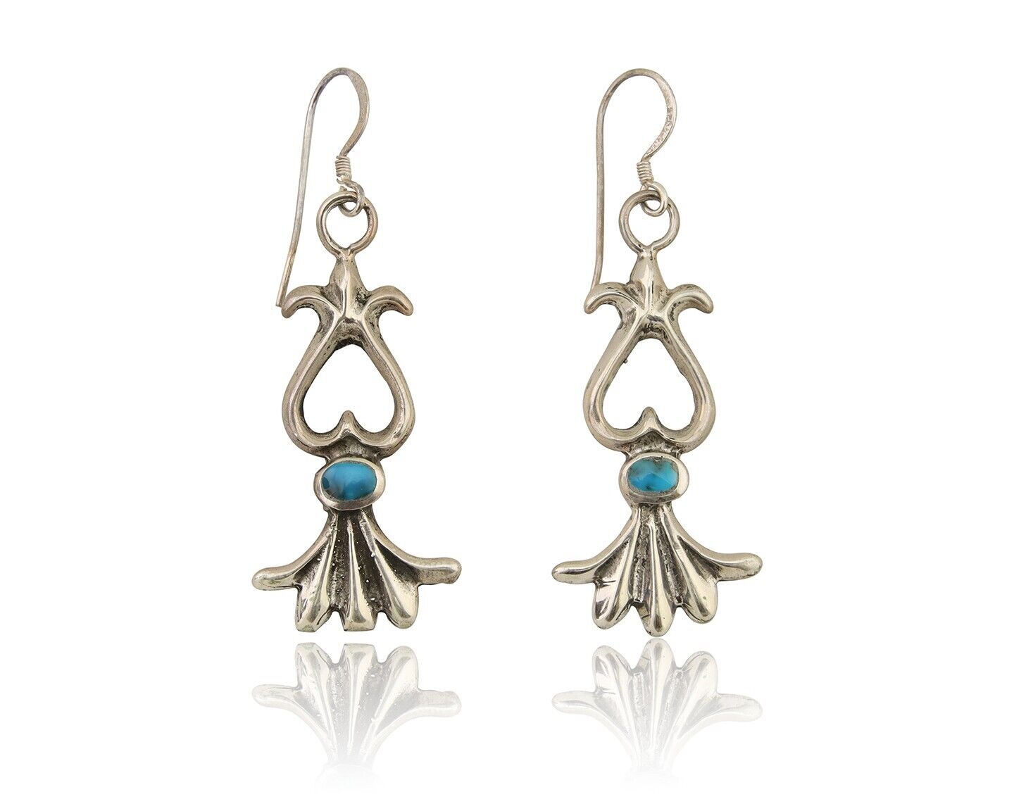 Navajo Dangle Earrings 925 Silver Blue Turquoise Native American Artist C.80's