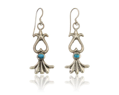 Navajo Dangle Earrings 925 Silver Blue Turquoise Native American Artist C.80's