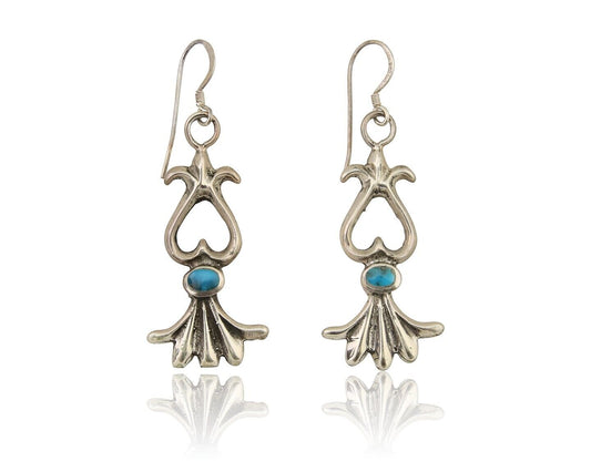 Navajo Dangle Earrings 925 Silver Blue Turquoise Native American Artist C.80's