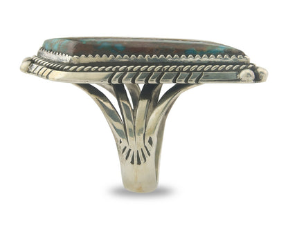 Vintage Navajo Ring 925 Sterling Authentic Turquoise Artist Signed TS Size 9.0