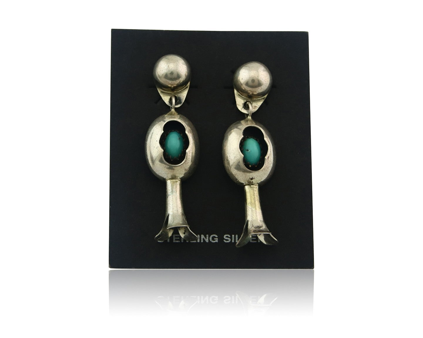 Navajo Earrings Sterling Silver Turquoise Vintage Dangle Handmade