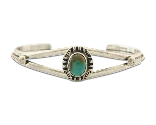 Vintage Navajo Bracelet 925 Silver Turquoise Tranditional Handmade Signed Gecko