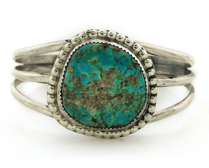 Navajo Cuff Bracelet Sterling Silver Kingman Turquoise Vintage Signed JR