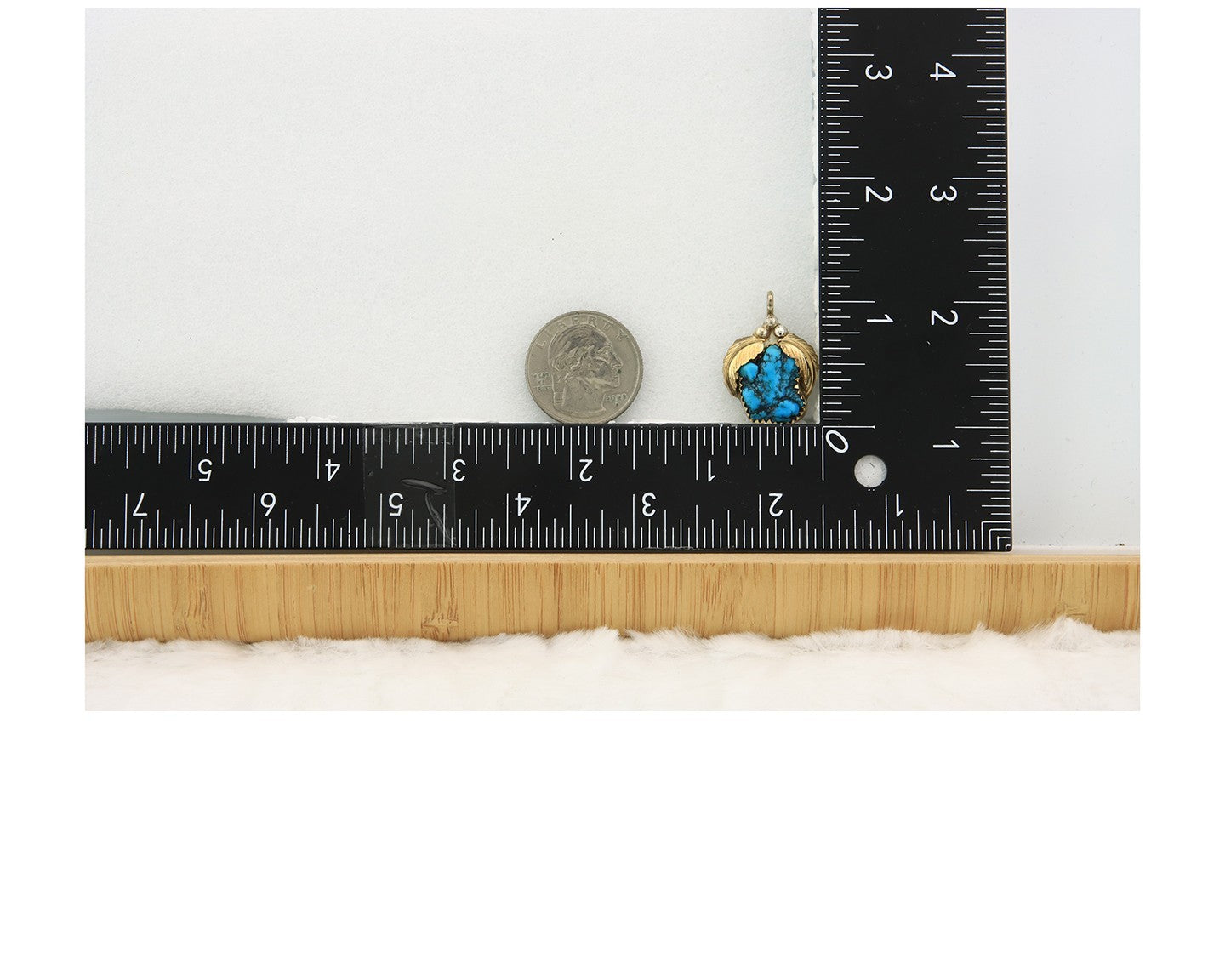 Navajo Pendant Sterling Silver & Gold Natural Blue Turquoise Authentic Native