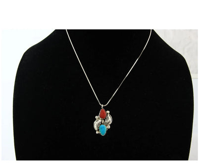 Navajo Necklace Sterling Authentic Gemstone Traditional Signed Teepee