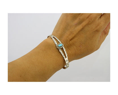 Navajo Cuff Bracelet 925 Silver Turquoise Cuff Native American Artist C.80's