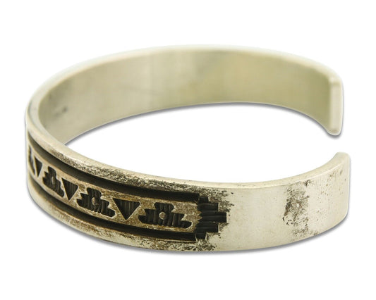 Navajo Bracelet 925 Silver Handmade Cuff Artist Signed Troy Laner C.80's