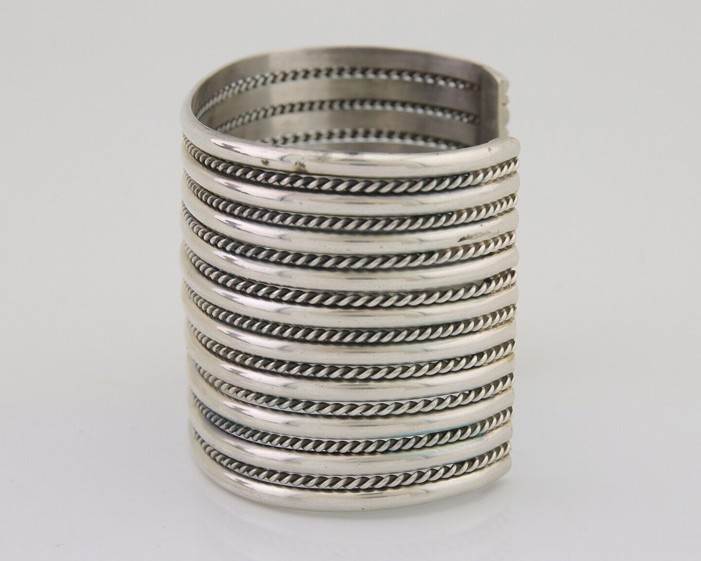 Navajo Wide Cuff 925 SOLID Silver Bracelet Artist TAHE C.80's