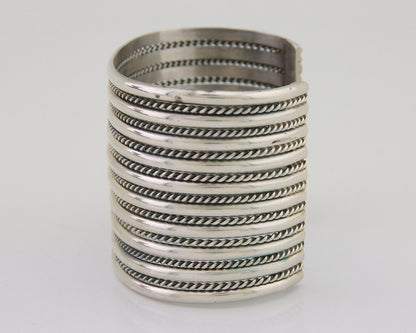 Navajo Wide Cuff 925 SOLID Silver Bracelet Artist TAHE C.80's