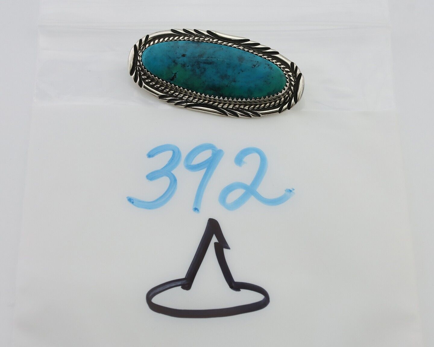 Navajo Pin Pendant 925 Silver Natural Spiderweb Turquoise Signed D C.80's