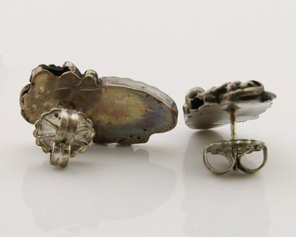 Navajo Handmade Earrings 925 Silver Natural Turquoise Native Artist C.80's