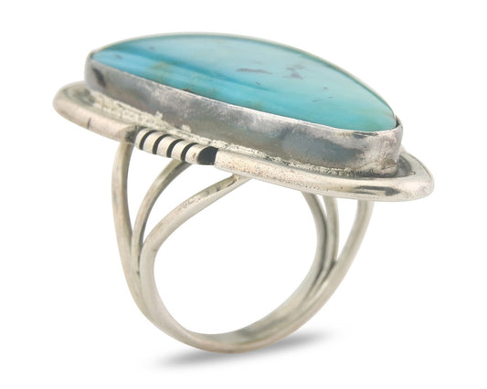 Vintage Navajo Ring 925 Sterling Authentic Turquoise Signed Doug Zachary Sz 7.25