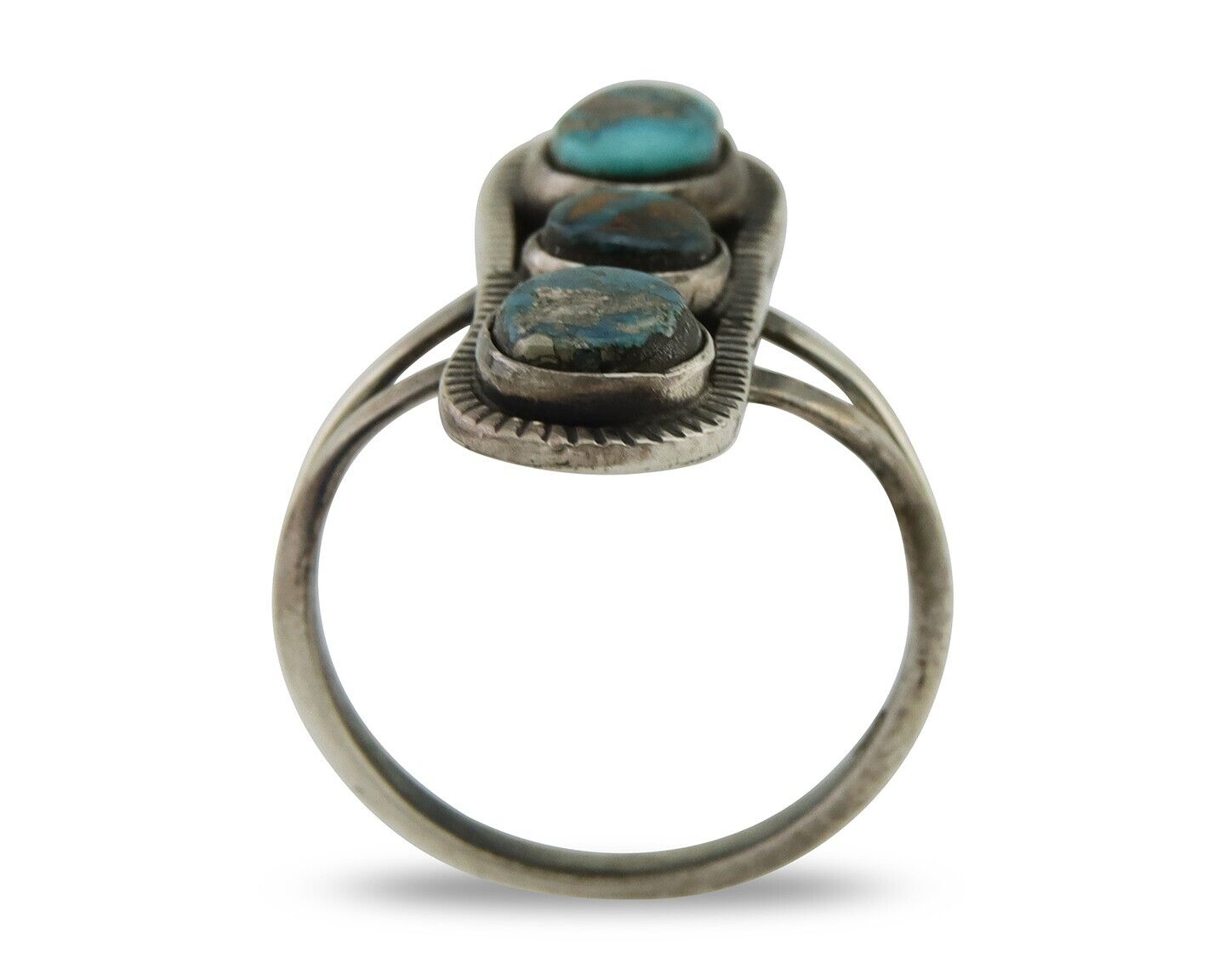 Navajo Ring 925 Silver Natural Blue Turquoise Native American Artist C.80's