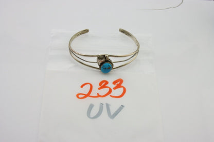 Navajo Cuff Bracelet 925 Silver Turquoise Native American Artist Handmade C.80's