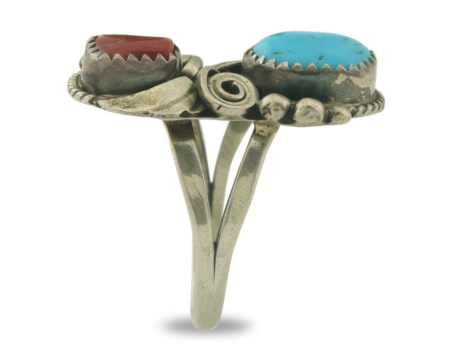 Vintage Navajo Ring 925 Sterling Natural Gemstones Signed Justin Morris Sz 9.0