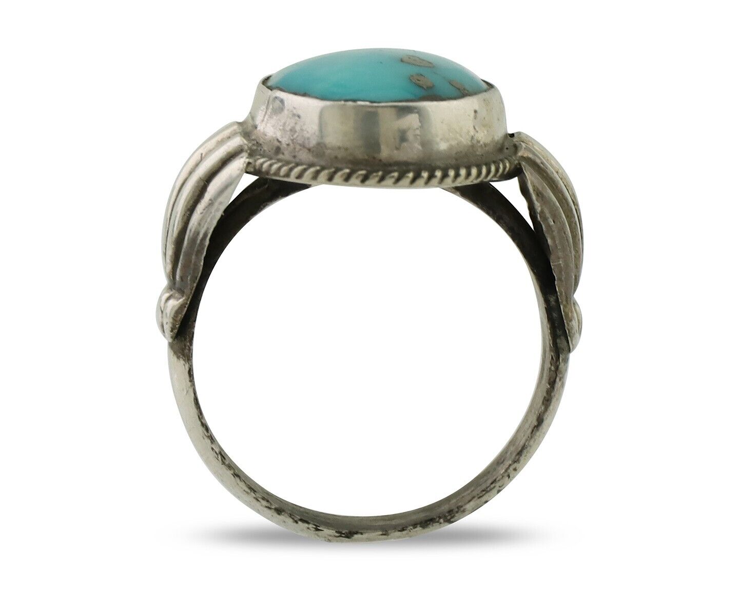 Navajo Handmade Ring 925 Silver Blue Turquoise Native American Artist C.80's