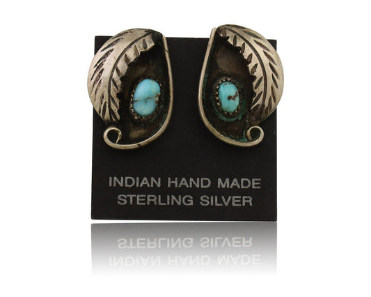 Navajo Earrings 925 Silver Natural Turquoise Native American Artist C.80's