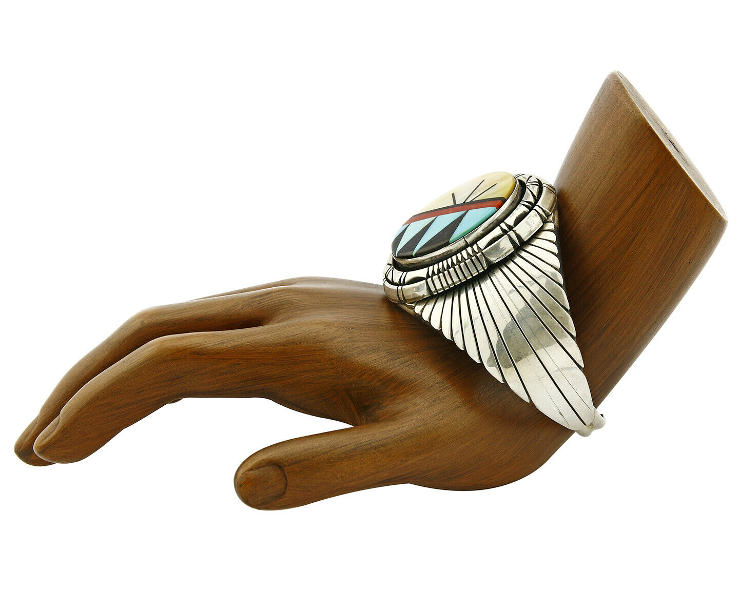 Navajo Inlaid Gemstone Handmade Bracelet .925 Silver Cuff