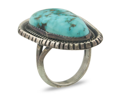 Vintage Navajo Ring 925 Sterling Blue Gem Turquoise Artist Tom Willeto Size 6.5
