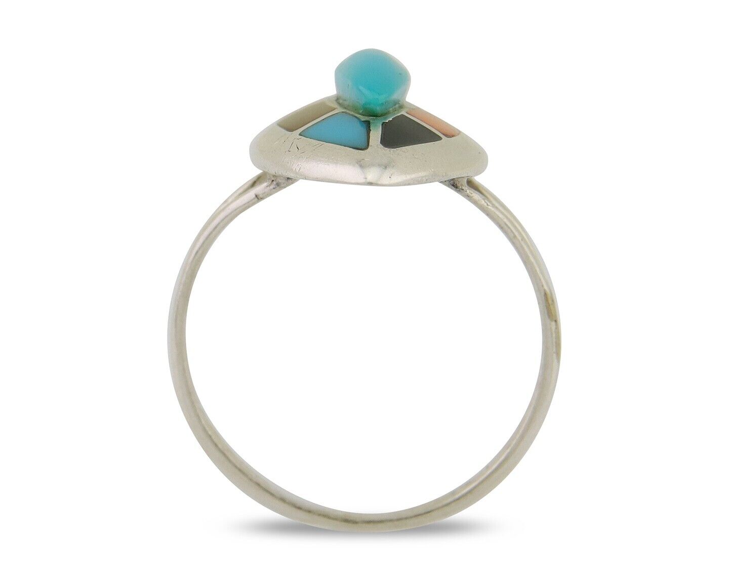 Navajo Ring 925 Silver Turquoise Shell Onyx Spiney Oyster Native Artist C80's