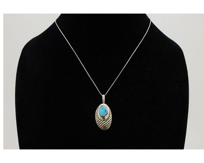 Navajo Necklace Pendant 925 Silver Turquoise Native American Artist C.80's