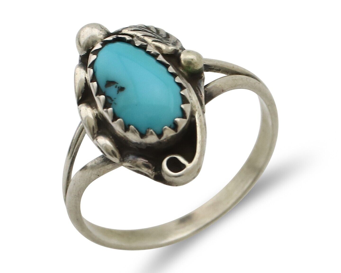 Navajo Ring 925 Silver Sleeping Beauty Turquoise Signed SkyStone Creations C80s