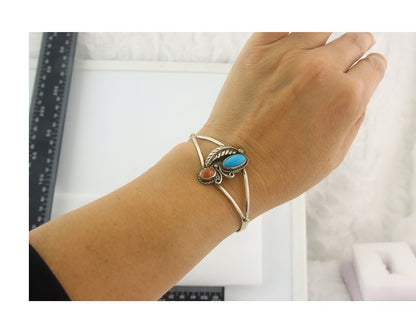 Vintage Navajo Bracelet 925 Silver Handmade Authentic Gemstone Traditional
