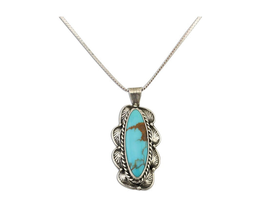 Navajo Necklace Pendant 925 Silver Turquoise Signed M C.80's