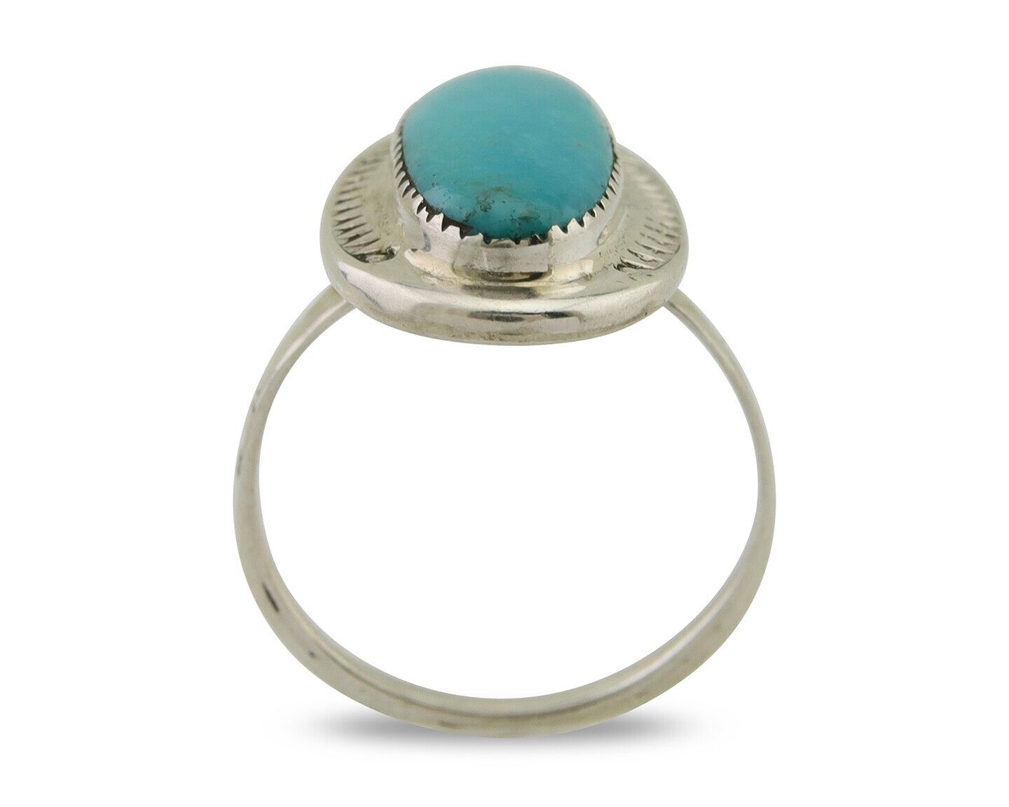 Navajo Ring 925 Silver Blue Turquoise Artist Signed CS C.80's