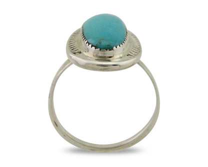 Navajo Ring 925 Silver Blue Turquoise Artist Signed CS C.80's
