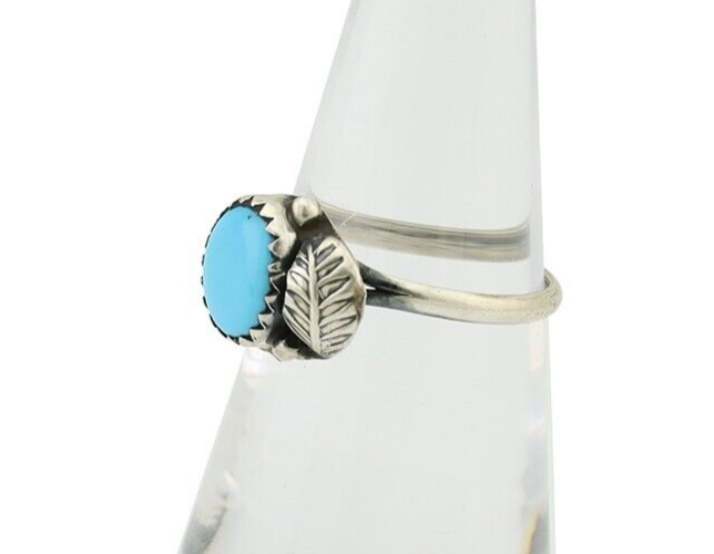 Navajo Ring 925 Silver Sleeping Beauty Turquoise Native American Artist C.80's