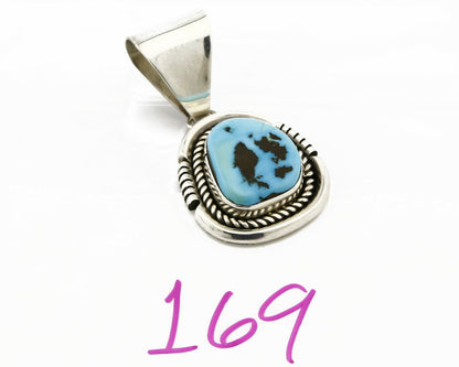 Navajo Handmade .925 Sterling Silver Blue Turquoise Hand Cut Pendant
