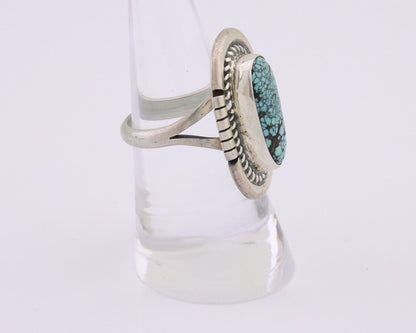 Navajo Ring 925 Silver Spiderweb Turquoise Signed Jon McCray C.80's