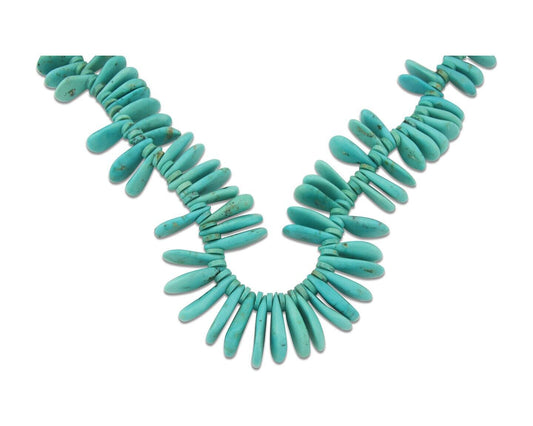 Vintage Bead Necklace 925 Silver Natural Blue Turquoise Handmade Santo Domingo