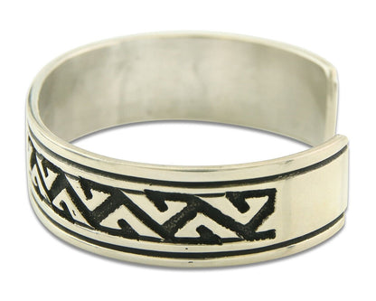 Mens's Navajo Bracelet 925 Silver Artist Signed Thomas Singer Cuff Made 1980's