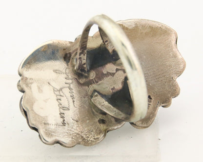 Navajo Ring 925 Sterling Turquoise Artist Justin Morris C.80's Size 8.25