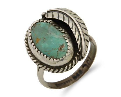 Navajo Ring 925 Sterling Silver Blue Turquoise Artist Signed IJC C.80's