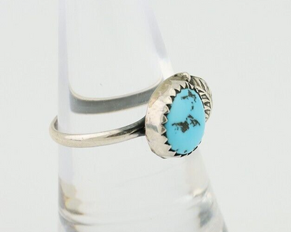 Navajo Ring 925 Silver Sleeping Beauty Turquoise Native American Artist C.80's