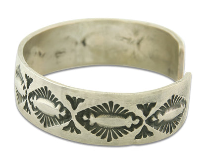 Navajo Bracelet 925 Silver Artist Signed Hand Stamped Handmade Cuff C.80's