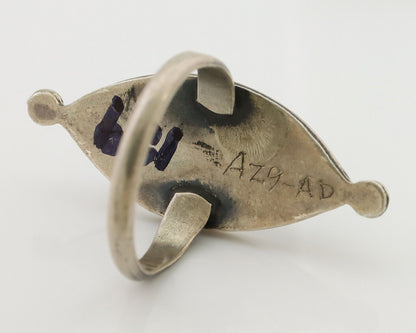 Vintage Navajo Ring 925 Silver Natural Turquoise Signed AZ9-AD Size 7.75