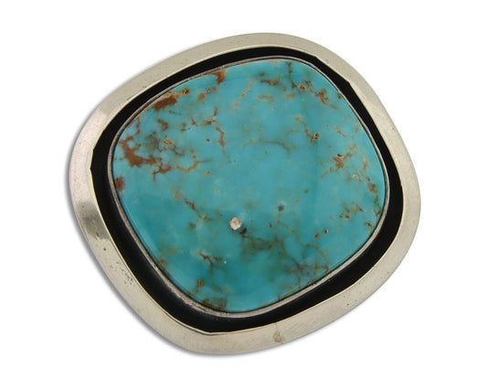 Navajo Pin Pendant 925 Silver Globe Turquoise Artist Signed Doug Zachary C.80's