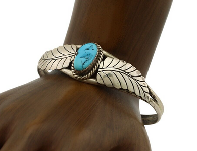 Navajo Handmade Bracelet 925 Silver Natural Blue Turquoise Native American C80s